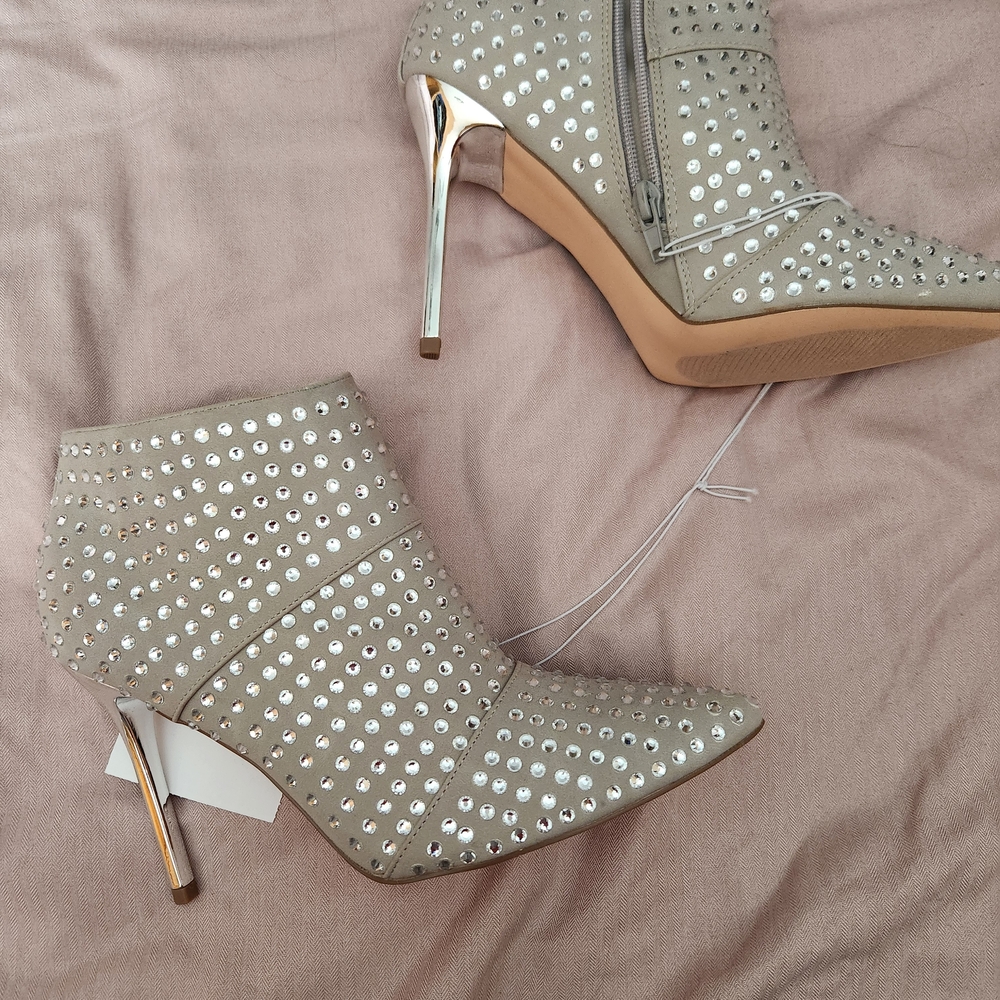 Steve Madden Studded Gray Ankle Boots